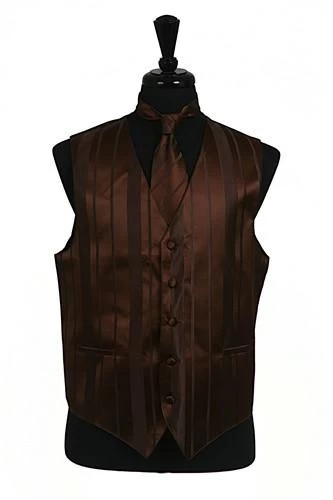 Men's Brown Striped Vest With Neck Tie And Bow Tie 3 Men's Brown Striped Vest With Neck Tie And Bow Tie