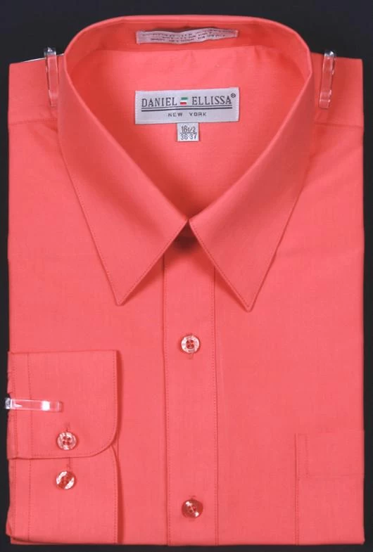 Men's Coral Long Sleeve Dress Shirt 3 Men's Coral Long Sleeve Dress Shirt