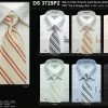 Men's French Cuff Dress Shirts With Striped Tie And Hanky