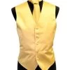 Men's Gold Satin Vest With Neck Tie