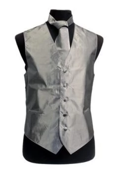 Men's Gray Vest With Neck Tie, Bow Tie, Hanky