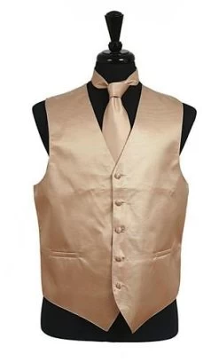 Men's Ivory Satin Vest With Neck Tie
