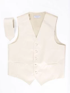 Men's Ivory Satin Vest With Necktie