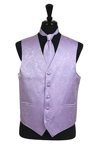 Men's Lavender Paisley Vest With Neck Tie 3 Men's Lavender Paisley Vest With Neck Tie