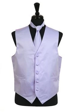 Men's Lavender Satin Vest With Neck Tie