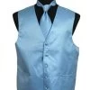 Men's Light Blue Satin Vest With Neck Tie