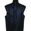 Men's Navy Blue Striped Vest With Neck Tie And Bow Tie