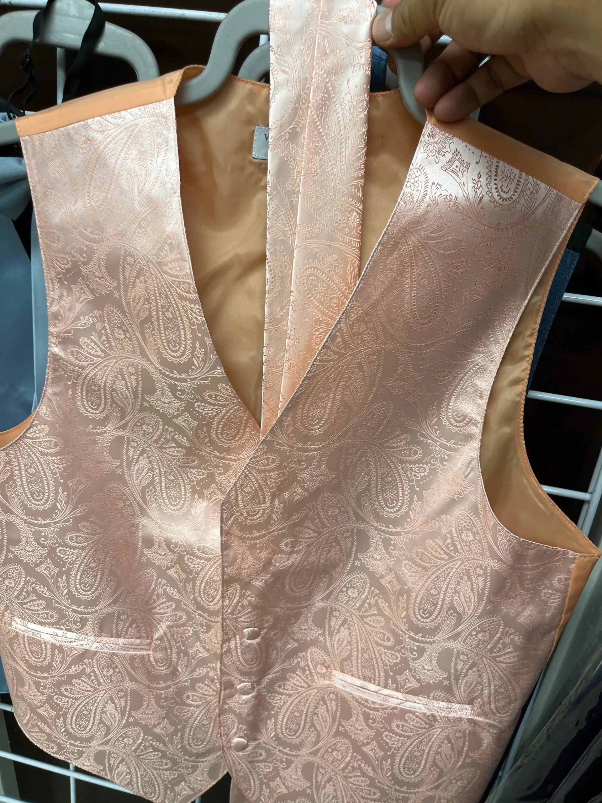 Men's Peach Paisley Vest With Neck Tie 4 Men's Peach Paisley Vest With Neck Tie - Image 2