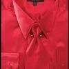 Men's Red Satin Dress Shirt With Tie & Handkerchief -Boutique Wedding Dress Store mens red satin dress shirt with tie handkerchief mens dress shirts daniel ellissa 145 3233 red 726906
