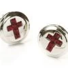 Mens Religious Silver Cufflinks With Red Cross -Boutique Wedding Dress Store mens religious silver cufflinks with red cross mens cufflinks abc fashion 259189