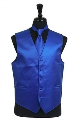 Men's Royal Blue Satin Vest With Neck Tie