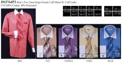 Men's Striped Dress Shirts With Tie, Hanky, Cufflinks