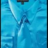Men's Turquoise Satin Dress Shirt With Tie & Handkerchief -Boutique Wedding Dress Store mens turquoise satin dress shirt with tie handkerchief mens dress shirts daniel ellissa 145 3233 turquoise 169651