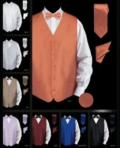 Men's Twill Textured Vest With Tie, Bow Tie, And Pocket Square