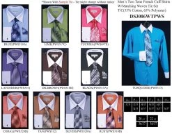 Men's Two Tone French Cuff Dress Shirts With Tie And Hanky -Boutique Wedding Dress Store mens two tone french cuff dress shirts with tie and hanky mens dress shirts daniel ellissa 169637