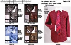 Men's Two Tone Printed Dress Shirts With Tie, Hanky, Cufflinks