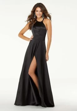 Mori Lee - 45079 Halter Wrap Skirt High Slit Gown