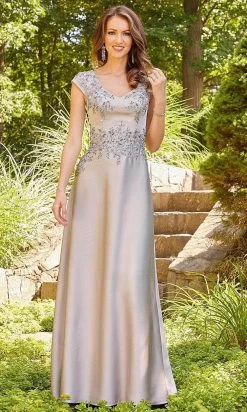Mori Lee 72519 - Short Sleeve Crystal Embellished Long Dress