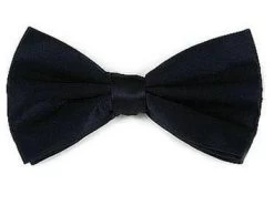 Navy Blue Bow Ties With Matching Pocket Squares