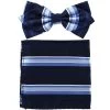 Navy Blue Striped Bow Tie With Pocket Square (Pointed Tip) 2 Navy Blue Striped Bow Tie With Pocket Square (Pointed Tip) -Boutique Wedding Dress Store navy blue striped bow tie with pocket square pointed tip mens bow ties vesuvio napoli 190668