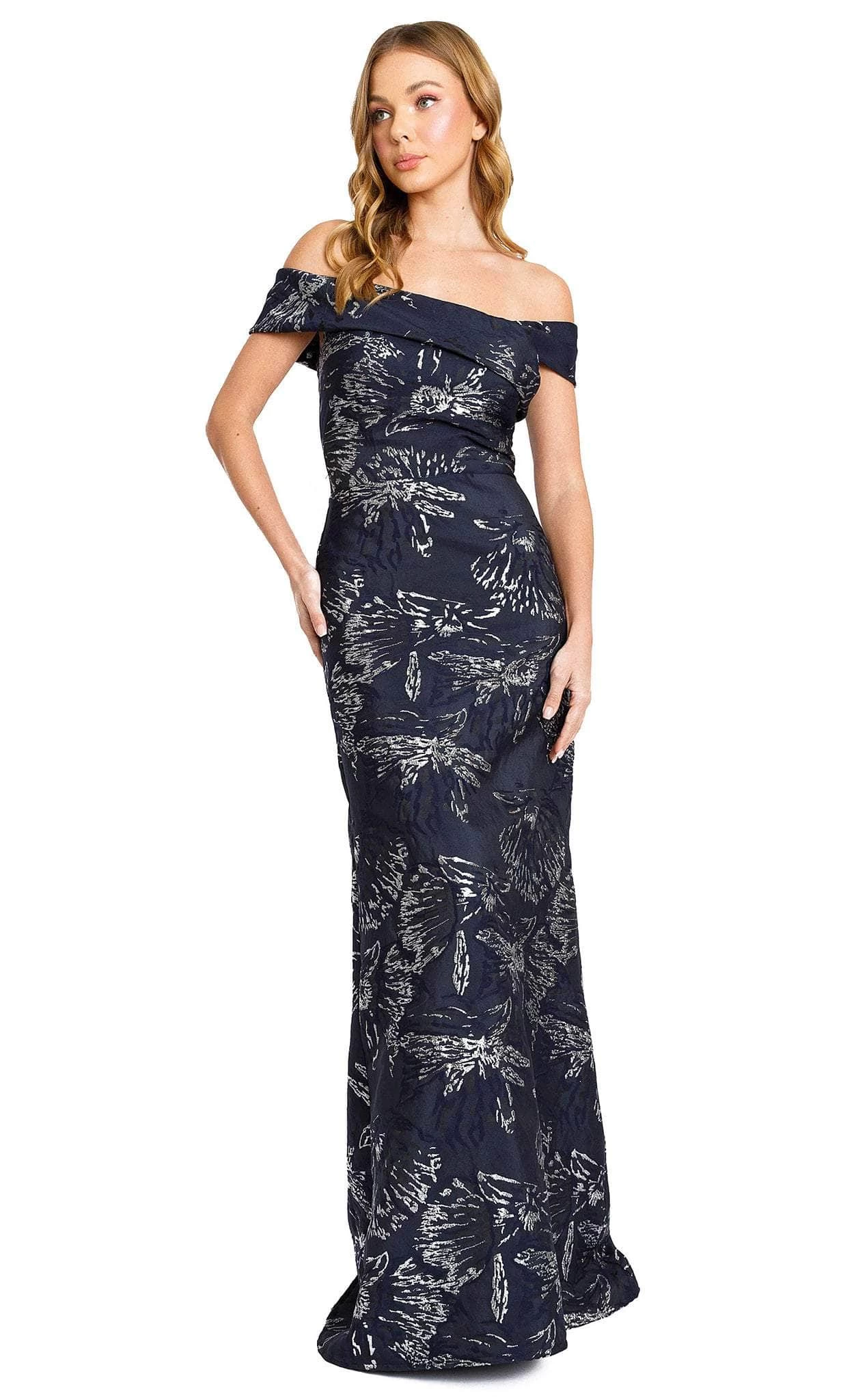 Nicole Bakti 7176 - Metallic Printed Evening Dress 3 Nicole Bakti 7176 - Metallic Printed Evening Dress
