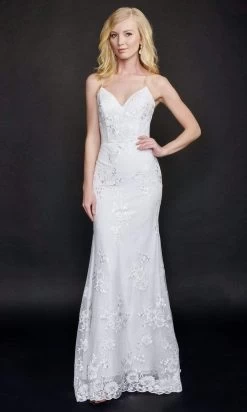 Nina Canacci - 3200 Embroidered V-Neck Trumpet Gown