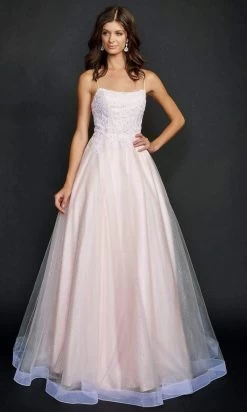 Nina Canacci - 3203 Glittered Soft A-line Long Gown