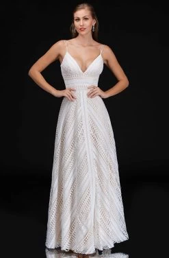 Nina Canacci - 4191 Illusion Embroidered Long Dress