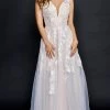 Nina Canacci - 4212 Embroidered Plunging A-line Gown -Boutique Wedding Dress Store nina canacci 4212 embroidered plunging a line gown prom dresses 29455214674003