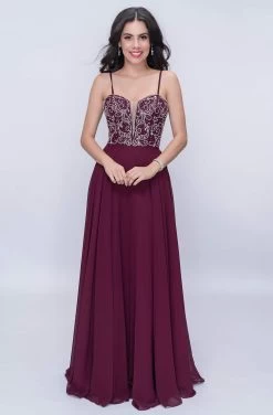 Nina Canacci - 6509 Scroll Beaded Plunging Sweetheart Chiffon Gown -Boutique Wedding Dress Store nina canacci 6509 scroll beaded plunging sweetheart chiffon gown prom dresses 2 wine 13633327104083