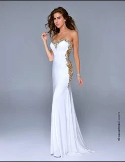 Nina Canacci - 8015 Dress In Ivory/Gold