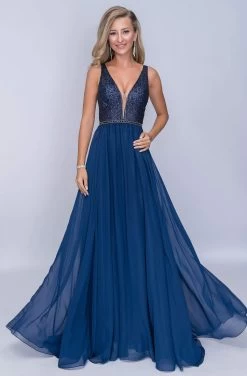 Nina Canacci - 8159 Embellished Plunging V Neck A-Line Gown -Boutique Wedding Dress Store nina canacci 8159 embellished plunging v neck a line gown prom dresses 0 navy 13625601851475
