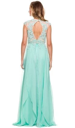 Nox Anabel - 8139 Illusion Jewel Neck A-line Dress -Boutique Wedding Dress Store nox anabel 8139 illusion jewel neck a line dress special occasion dress 5658793967673