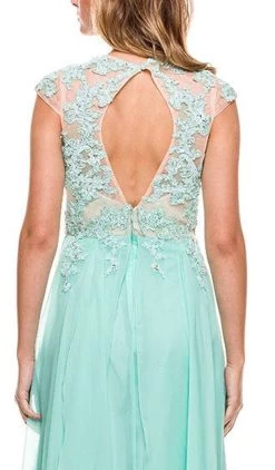 Nox Anabel - 8139 Illusion Jewel Neck A-line Dress -Boutique Wedding Dress Store nox anabel 8139 illusion jewel neck a line dress special occasion dress 5658794000441