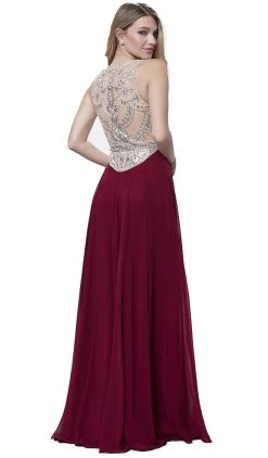 Nox Anabel - 8249 Accented Illusion Scoop A-line Dress -Boutique Wedding Dress Store nox anabel 8249 accented illusion scoop a line dress special occasion dress 5658852294713