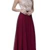 Nox Anabel - 8249 Accented Illusion Scoop A-line Dress -Boutique Wedding Dress Store nox anabel 8249 accented illusion scoop a line dress special occasion dress xs burgundy 5658852229177
