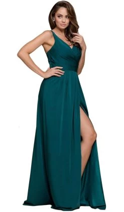 Nox Anabel - 8347 V-Neck Satin Long Evening Gown 20 Nox Anabel - 8347 V-Neck Satin Long Evening Gown -Boutique Wedding Dress Store nox anabel 8347 v neck satin long evening gown special occasion dress 28878082441299