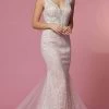Nox Anabel JW909 - Lace Scalloped V-neck Wedding Dress -Boutique Wedding Dress Store nox anabel jw909 lace scalloped v neck wedding dress wedding dresses 00 white and rose 30920064499795