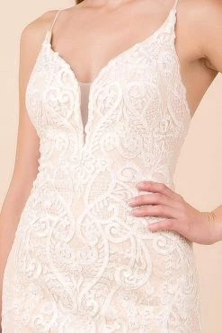 Nox Anabel - W903 Lace Embroidered Deep V-neck Trumpet Gown -Boutique Wedding Dress Store nox anabel w903 lace embroidered deep v neck trumpet gown wedding dresses 11975600865363