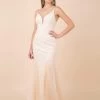 Nox Anabel - W903 Lace Embroidered Deep V-neck Trumpet Gown -Boutique Wedding Dress Store nox anabel w903 lace embroidered deep v neck trumpet gown wedding dresses xs white nude 11975596343379