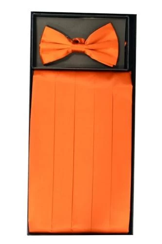 Orange Silk Satin Cummerbund And Bow Tie Set 3 Orange Silk Satin Cummerbund And Bow Tie Set
