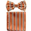 Orange Striped Bow Tie With Pocket Square (Pointed Tip) -Boutique Wedding Dress Store orange striped bow tie with pocket square pointed tip mens bow ties vesuvio napoli 339310