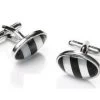 Oval Silver Cufflinks With Black And White Stripes 2 Oval Silver Cufflinks With Black And White Stripes -Boutique Wedding Dress Store oval silver cufflinks with black and white stripes mens cufflinks abc fashion 515041