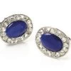 Oval Silver Cufflinks With Sapphire Stone And Crystals -Boutique Wedding Dress Store oval silver cufflinks with sapphire stone and crystals mens cufflinks abc fashion 427101