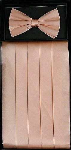 Peach Silk Satin Cummerbund And Bow Tie Set 3 Peach Silk Satin Cummerbund And Bow Tie Set