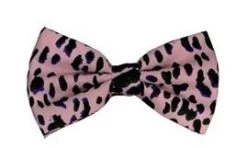 Pink/Black Leopard Print Bow Ties With Matching Pocket Squares