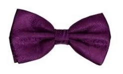 Plum Paisley Bow Ties With Matching Pocket Squares