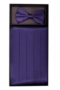 Plum Silk Satin Cummerbund And Bow Tie Set