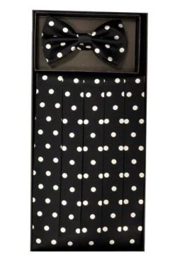 Polka Dot Silk Satin Cummerbund And Bow Tie Set
