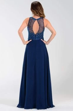 Poly USA - 7454 Sleeveless Rhinestone Lace Bodice Chiffon Gown -Boutique Wedding Dress Store poly usa 7454 sleeveless rhinestone lace bodice chiffon gown bridesmaid dresses 14186847699027